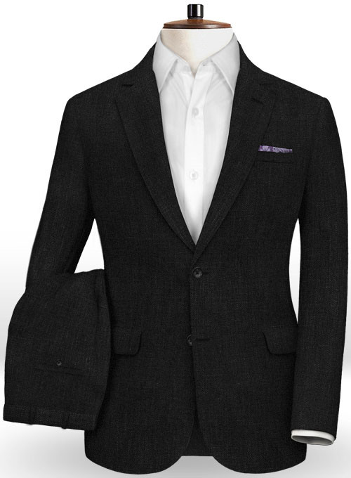 Black Linen Men Suits 2