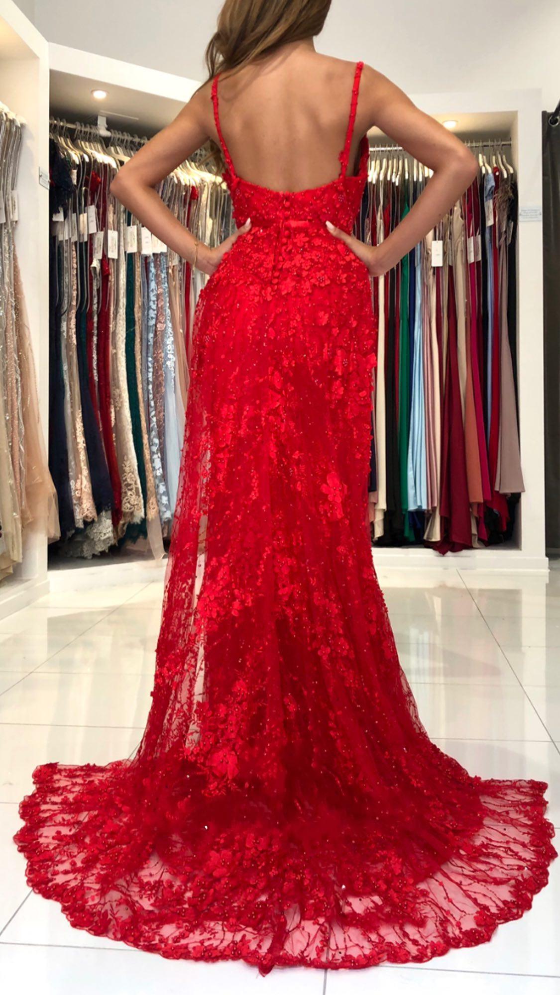 Mermaid Spaghetti Straps Sleeveless Floor-length Lace Formal Dress With Beading 3