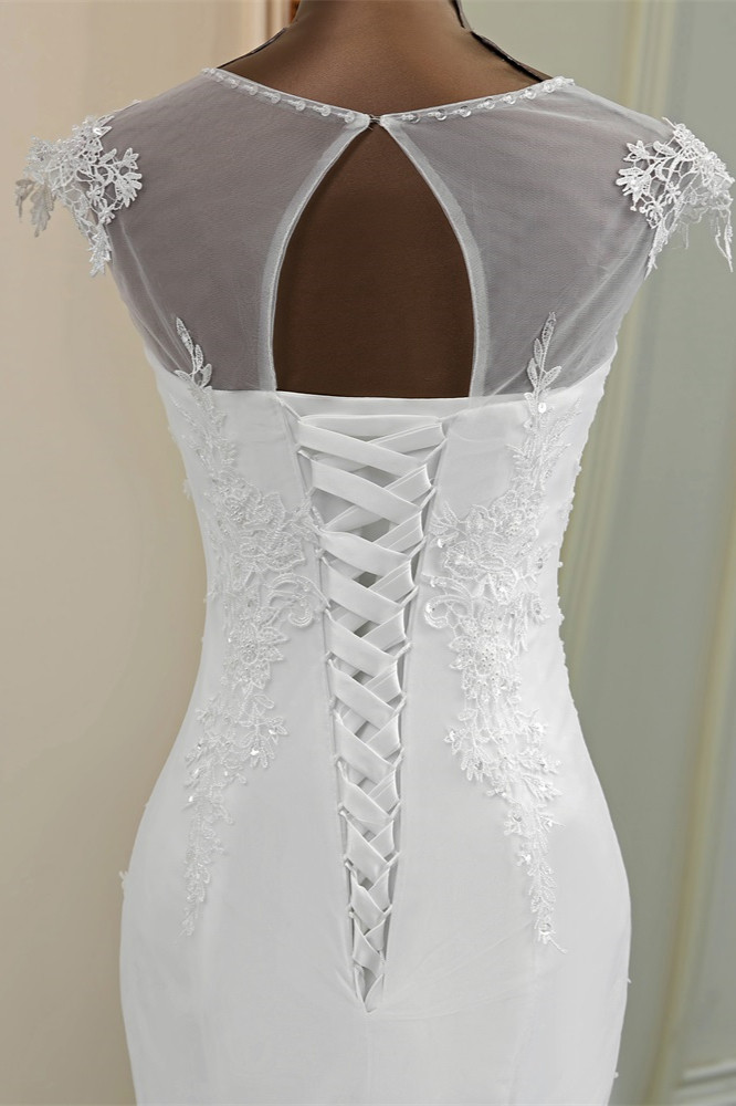 Mermaid Jewel Neck Sleeveless Floor-length Lace Bridal Attire With Lace 6
