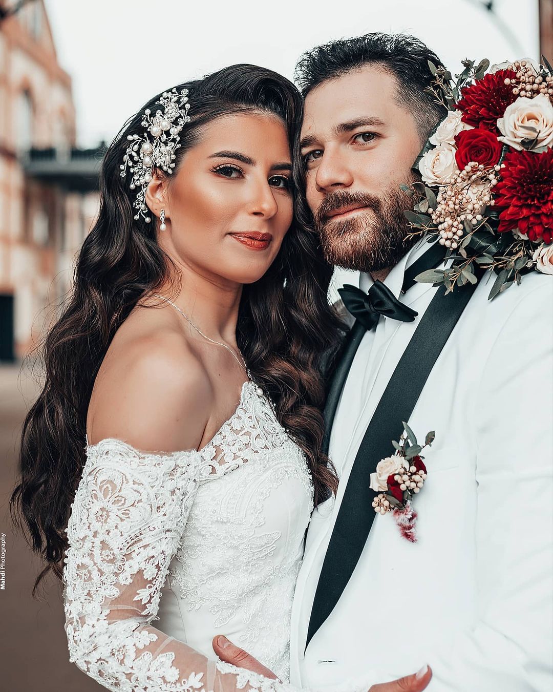 Mermaid Off-the-shoulder Long Sleeves Chapel Train Satin Bridal Gown With Lace 2