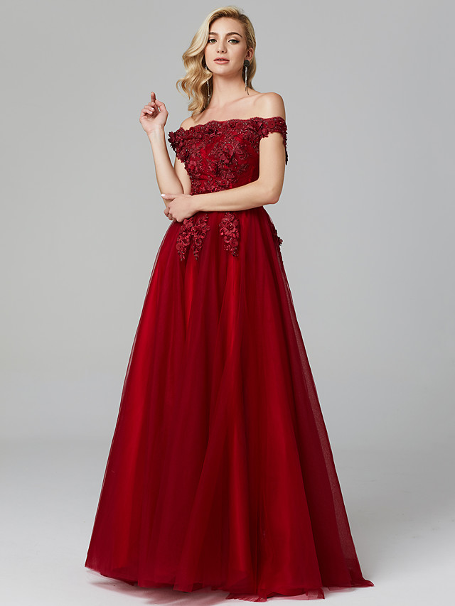 A-line Sleeveless Sweep / Brush Train Tulle Bridal Gown With Lace 12