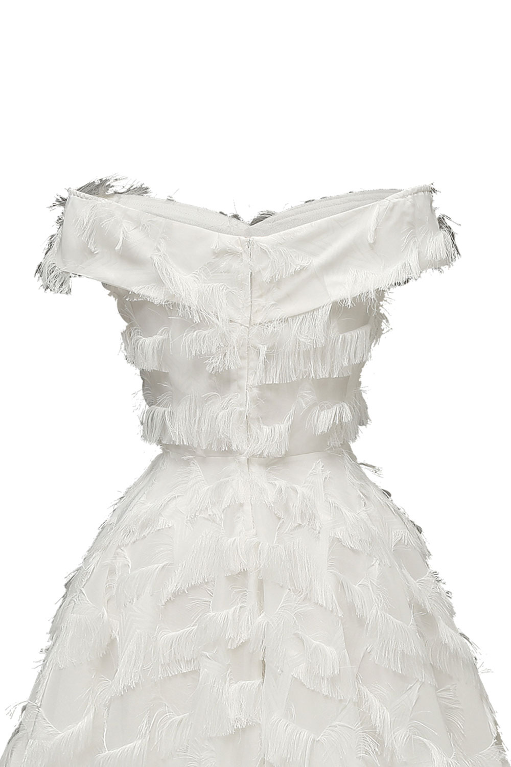 A-line Off-the-shoulder Cap Sleeves Knee-length Cocktail Party Dress With Feathers 7
