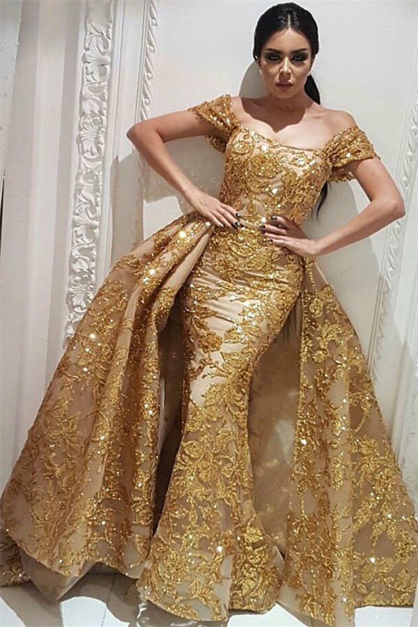 Column Off-the-shoulder Sleeveless Floor-length Formal Dress With Beading 1