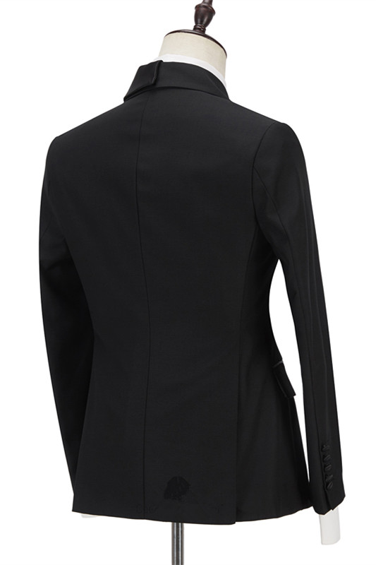 Black Single Breasted Men's Suit with Peaked Lapel for Business 2