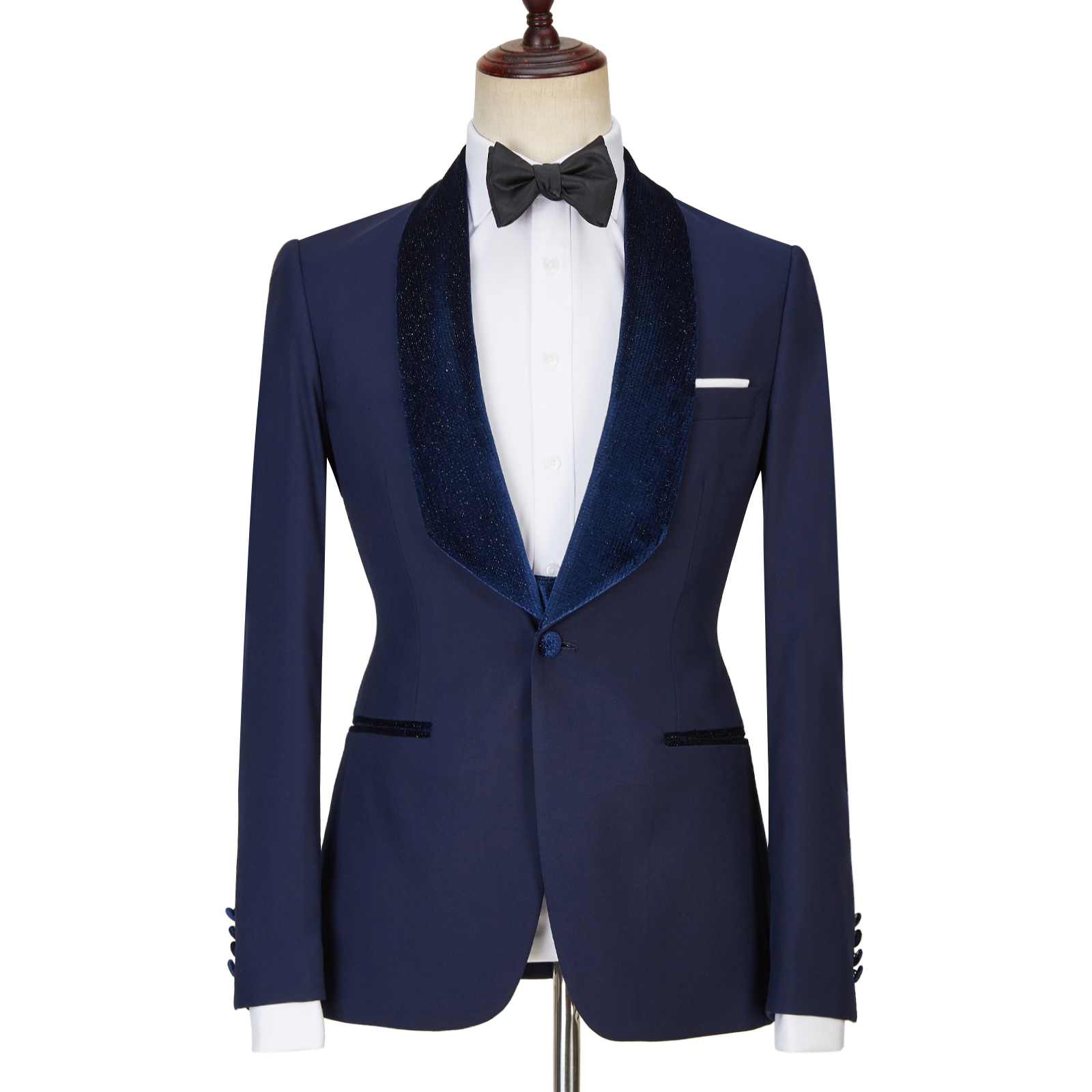 Navy Blue Best Fitted Sparkle Men Suit 2