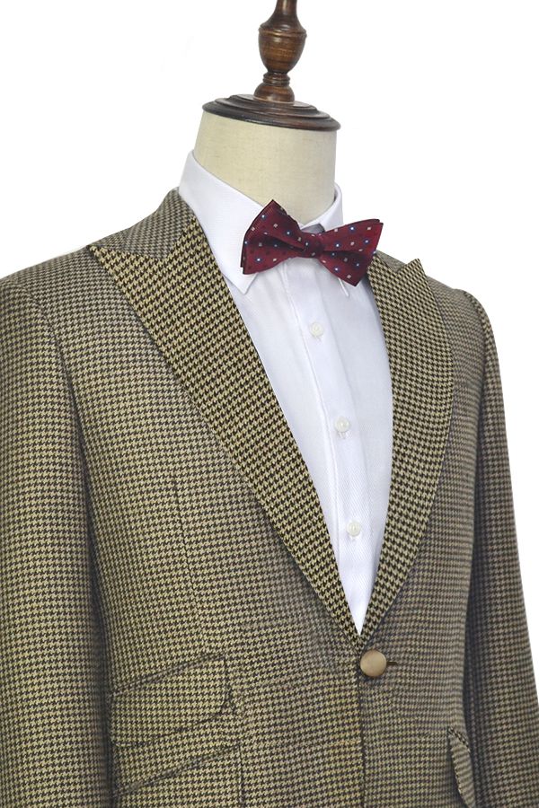 Taupe Single Breasted Mens Suits for Formal with Peak Lapel 4