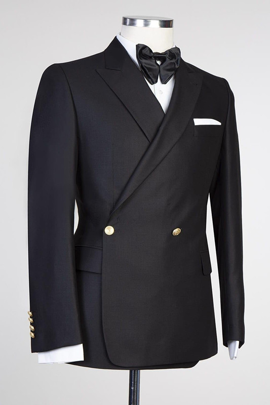 Black Single Breasted Men Suit with Peaked Lapel for Prom 3