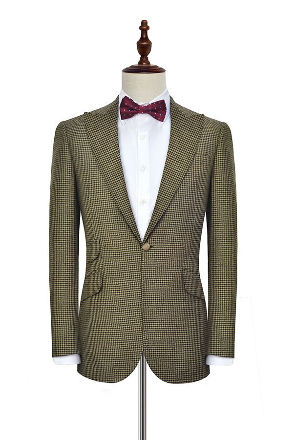 Taupe Single Breasted Mens Suits for Formal with Peak Lapel 3