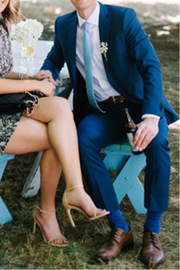 Navy Blue Notched Lapel Slim Fit Wedding Suit 2