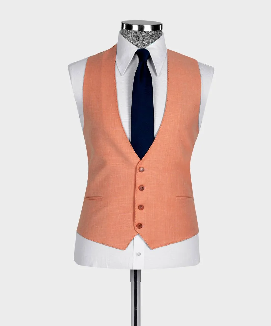 Watermelon Red Three Pieces Slim Fit Business Men Suit 2