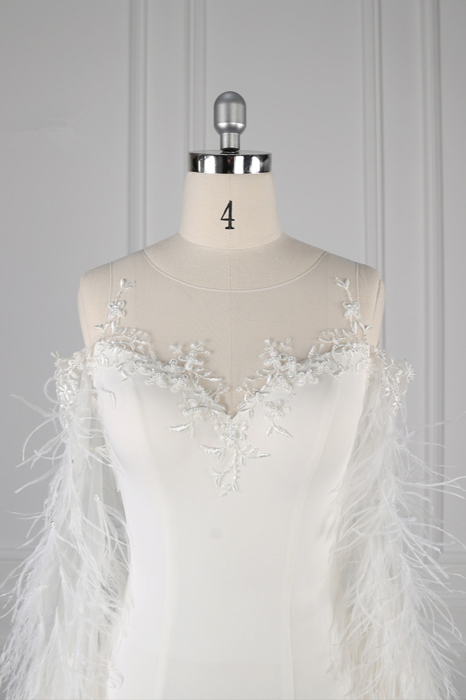 Mermaid Jewel Neck Sleeveless Floor-length 100D Chiffon Bridal Dress With Beading 4