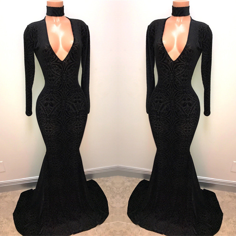 Mermaid V-neck Floor-length Prom Dress With Lace 2