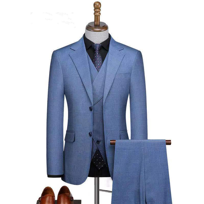 Ocean Blue Single Breasted Men's Suit with Notched Lapel for Business 2