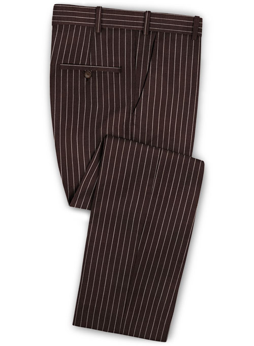 Striped Chocolate Two Pieces Men Suits with 2 Buttons 3
