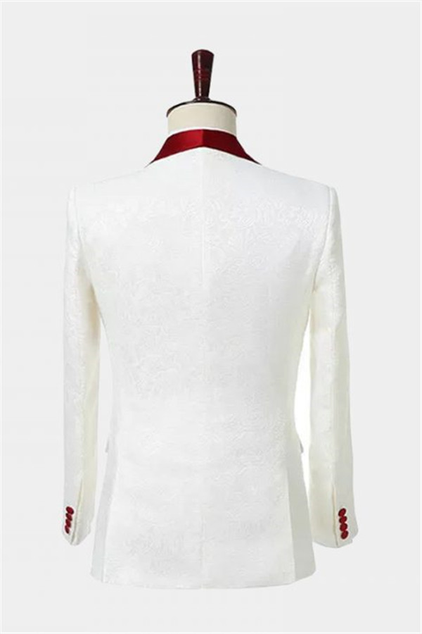 Floral White Double Breasted Slim Fit Tuxedo 2