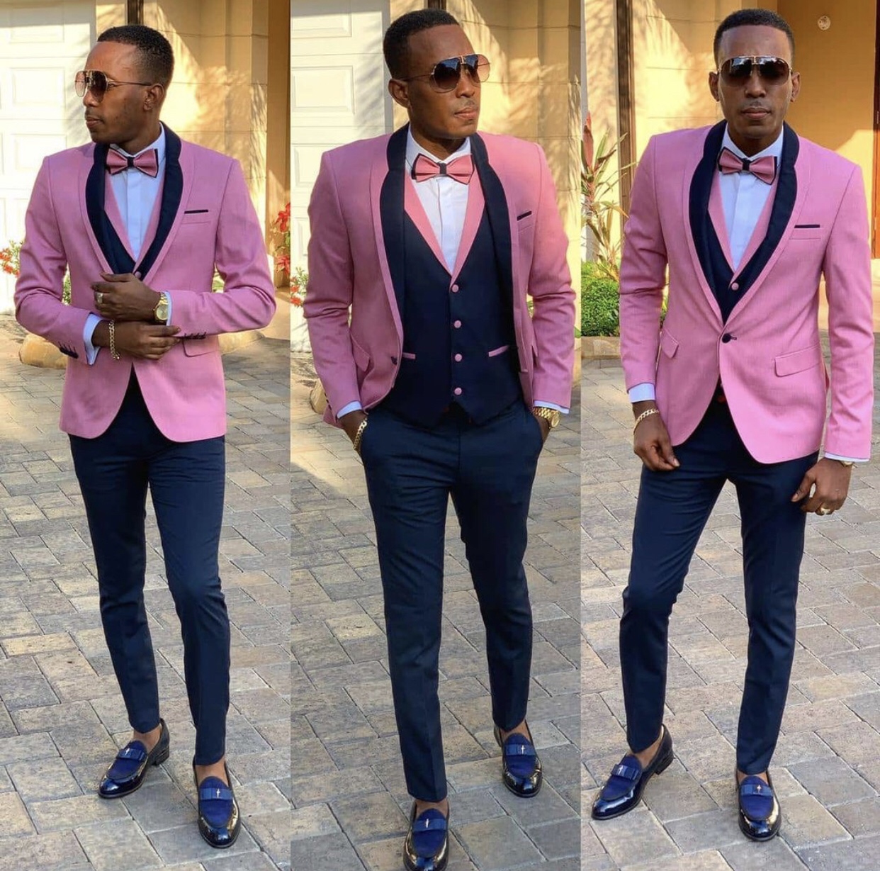 Pink Slim Fit Shawl Lapel Men's Suit for Prom 2
