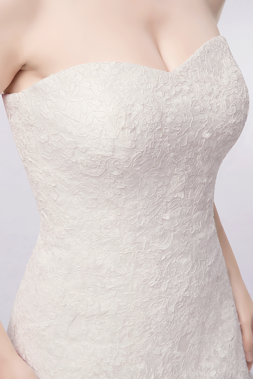 A-line Strapless Sweetheart Neck Sleeveless Floor-length Tulle Bridal Gown With Lace 7