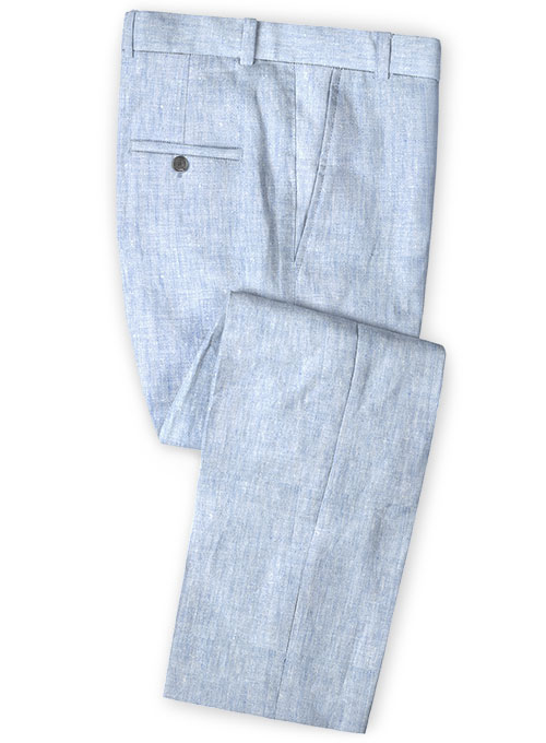 Sky Blue Cotton Linen Wedding Suit 3