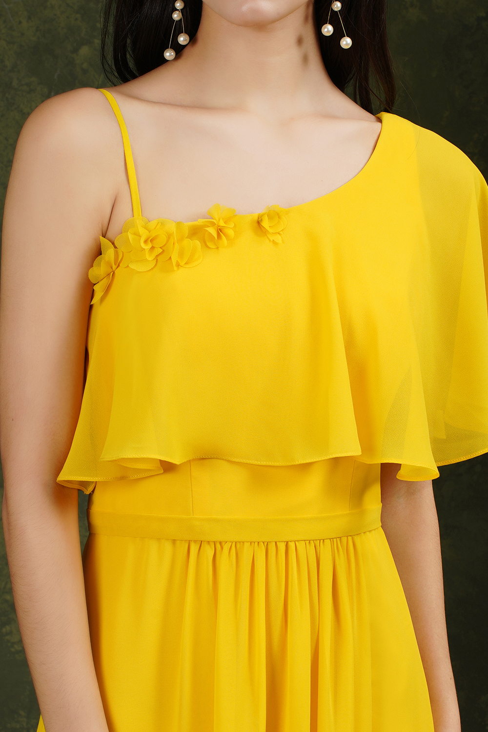 A-line Spaghetti Straps Sleeveless Floor-length 100D Chiffon Bridesmaid Outfit With Split Front 9