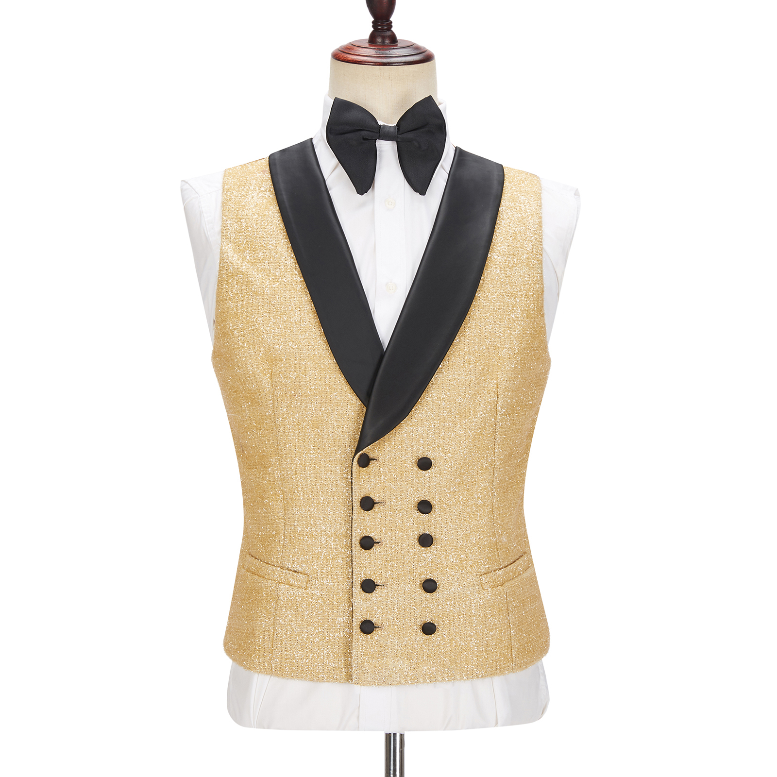 Golden Sparkle Shawl Lapel Men Suit 5