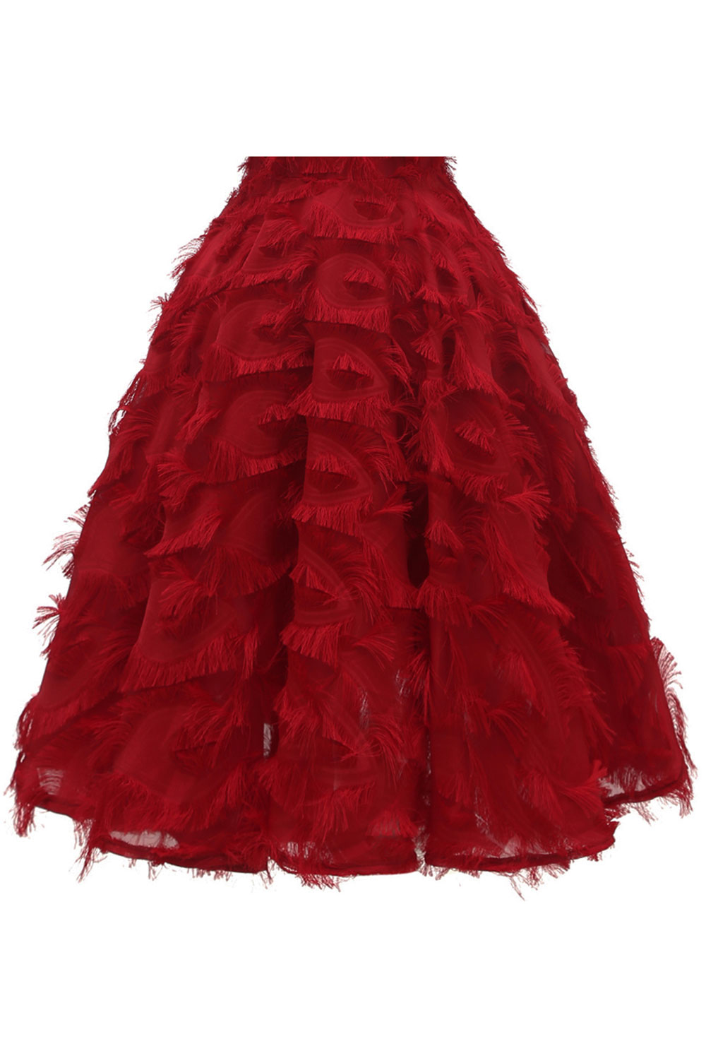 A-line Halter-neck Knee-length Party Dress With Feathers 14