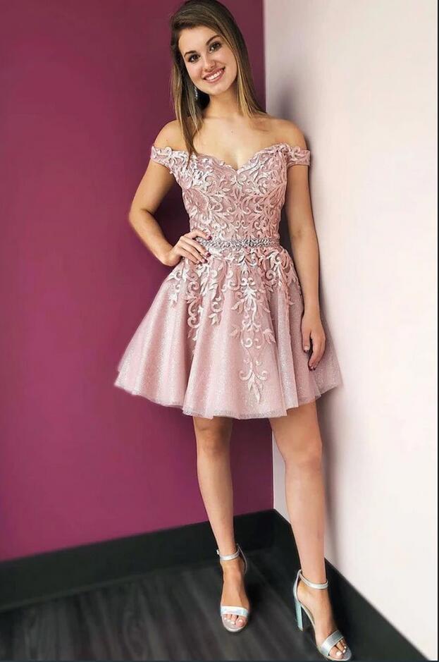 A-line Off-the-shoulder Sleeveless Knee-length Tulle Cocktail Party Dress With Ruffles 2