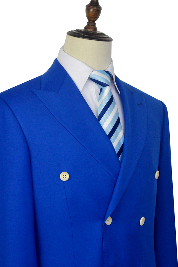 Royal Blue Double Breasted Leisure Suits for Men 4