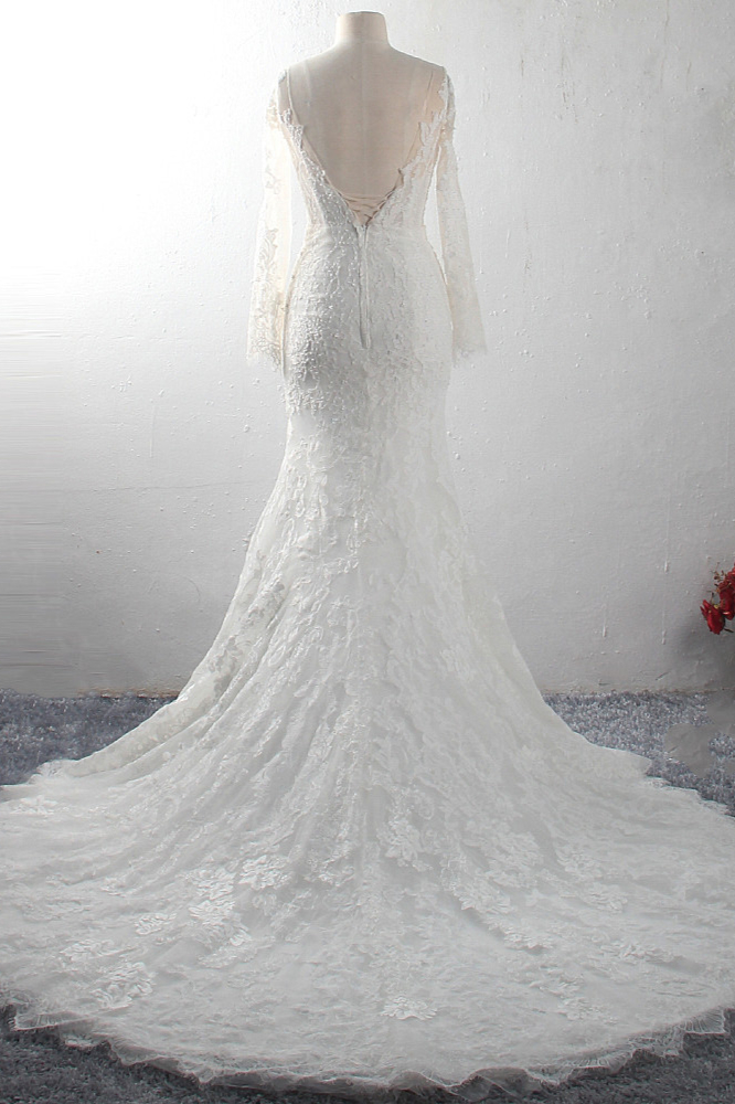 A-line V-neck Sleeveless Floor-length Tulle Wedding Dress With Appliques 2