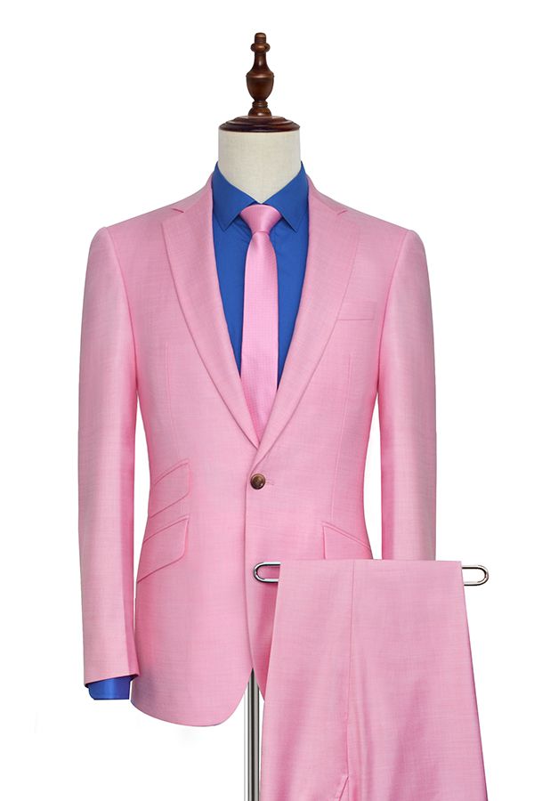 Candy Pink Single Breasted Mens Suits with Notched Lapel for  Business 2