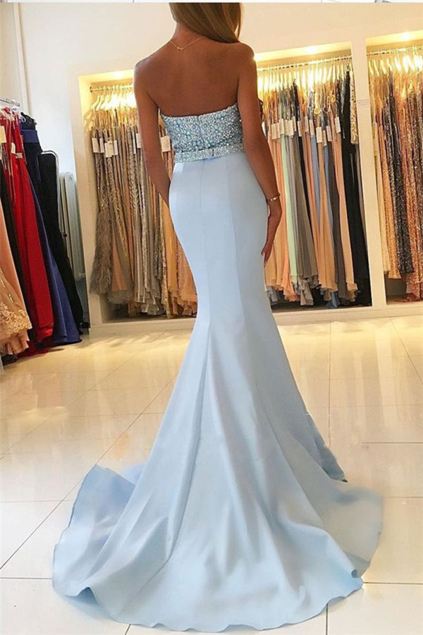Mermaid Sweetheart Neck Sleeveless Court Train Prom Gown With Beading 2