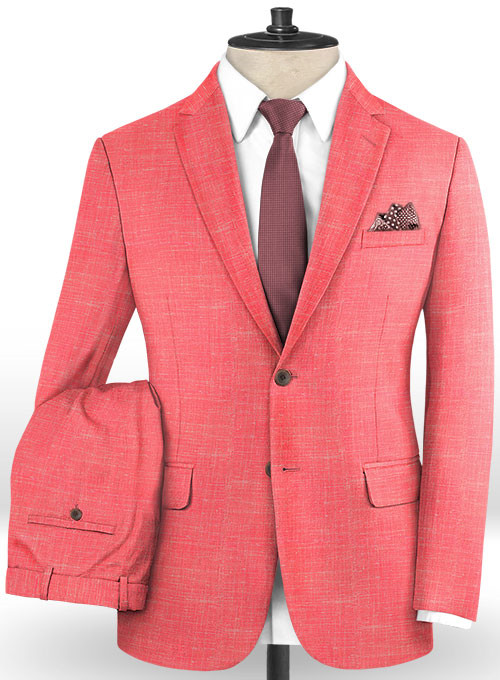 Summer Orange Linen Men Suit 2