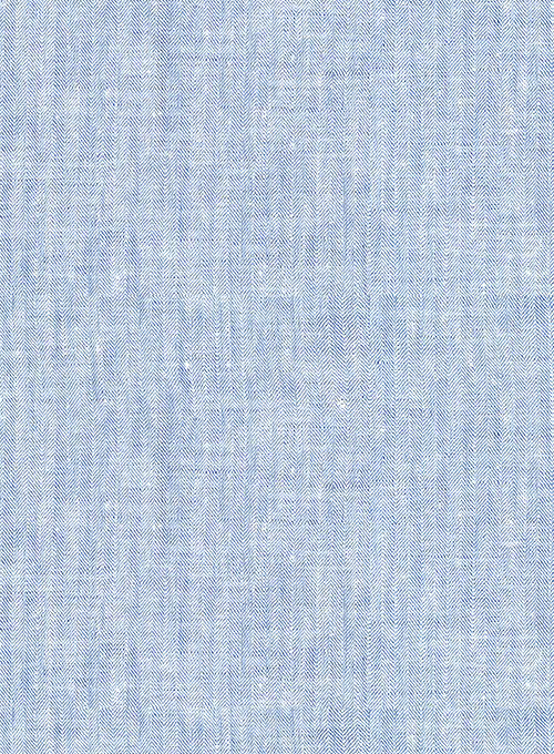 Sky Blue Cotton Linen Wedding Suit 4
