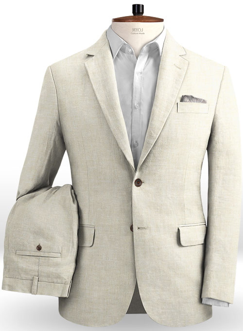 Ivory Linen Beach Wedding Suits 2