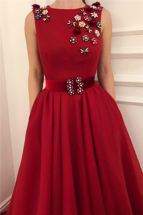 A-line Jewel Neck Sleeveless Floor-length Satin Formal Dress With Ribbons 2