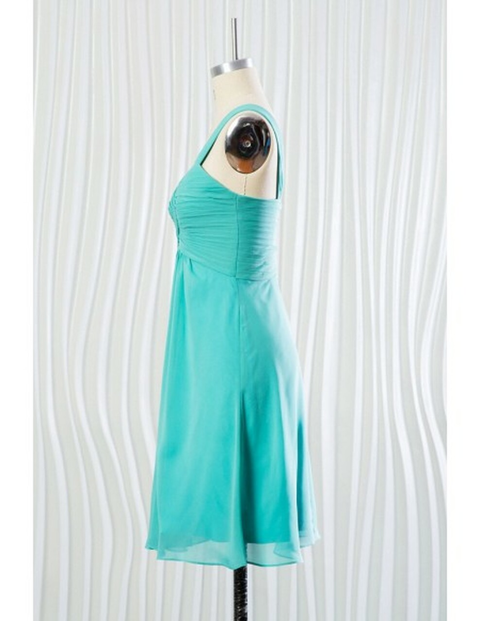 A-line One Shoulder Sleeveless Knee-length 100D Chiffon Bridesmaid Attire 4