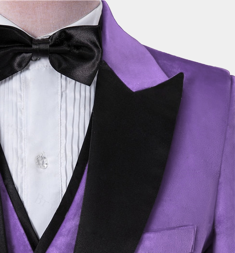 Iris Purple Slim Fit Velvet Tuxedo with Peak Lapel 3