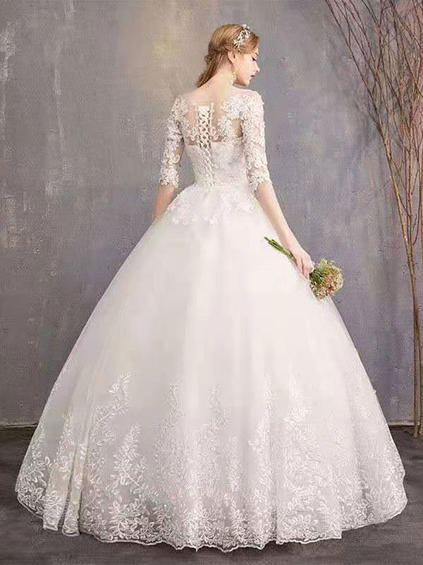 Ball Gown Floor-length Lace Wedding Gown With Lace 2