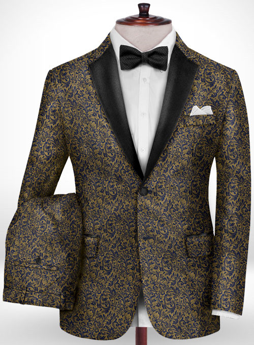 Gold Jacquard Prom Outfits Tuxedo 2