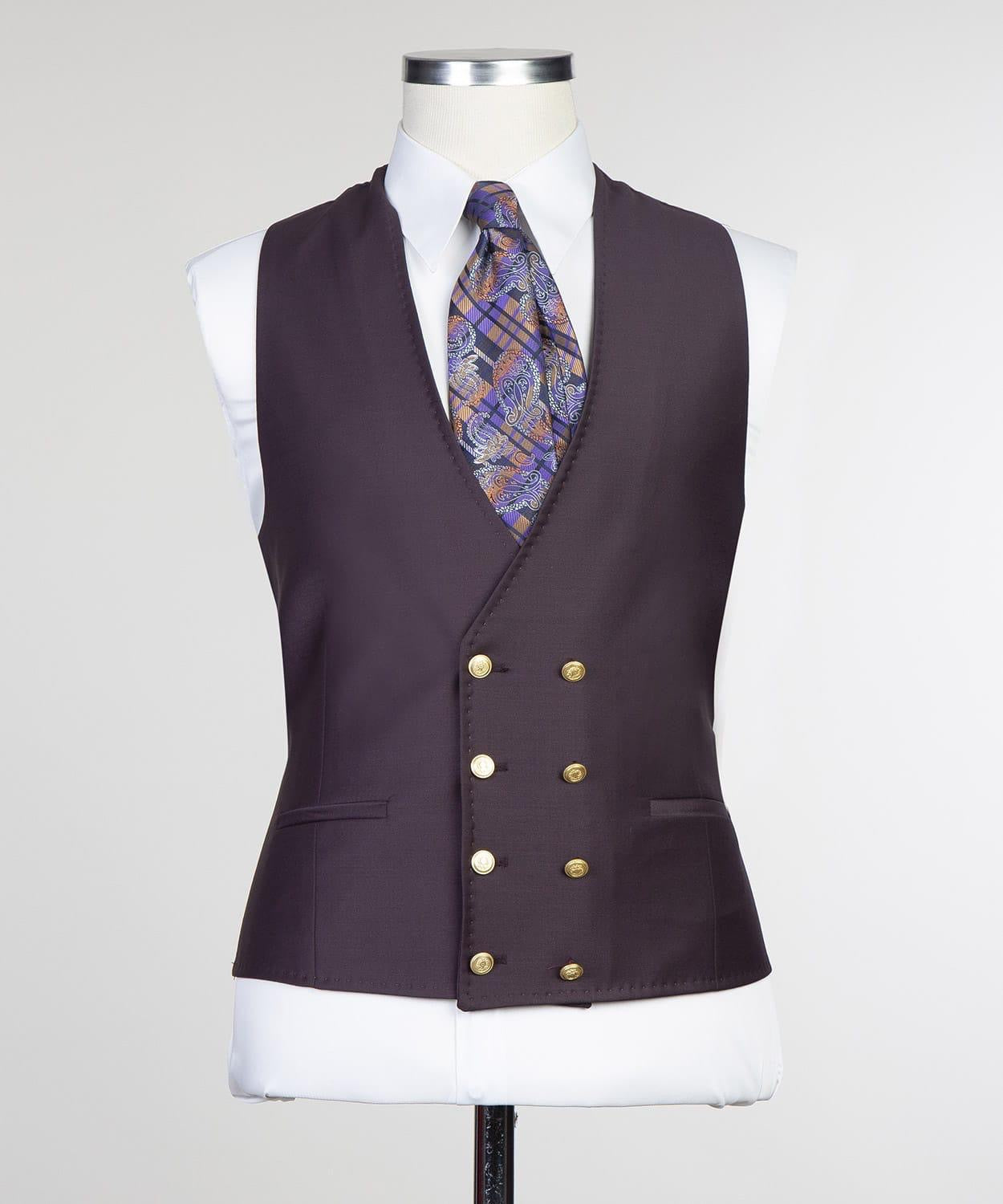 Dark Purple Three Pieces Prom Men Suit with Peaked Lapel 2