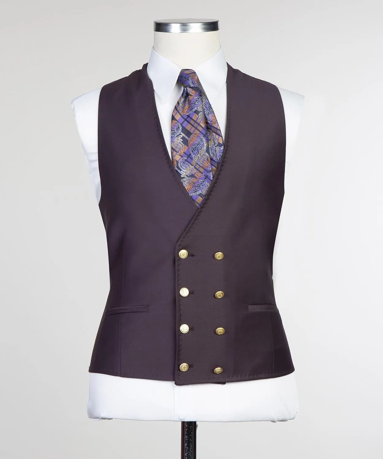 Caleb Elegant Dark Purple Eggplant Slim Fit 3-Piece Suit 2