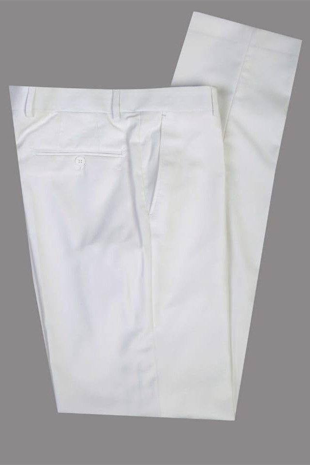 White Single Breasted Slim Fit Wedding Groom Suit with Peaked Lapel 2