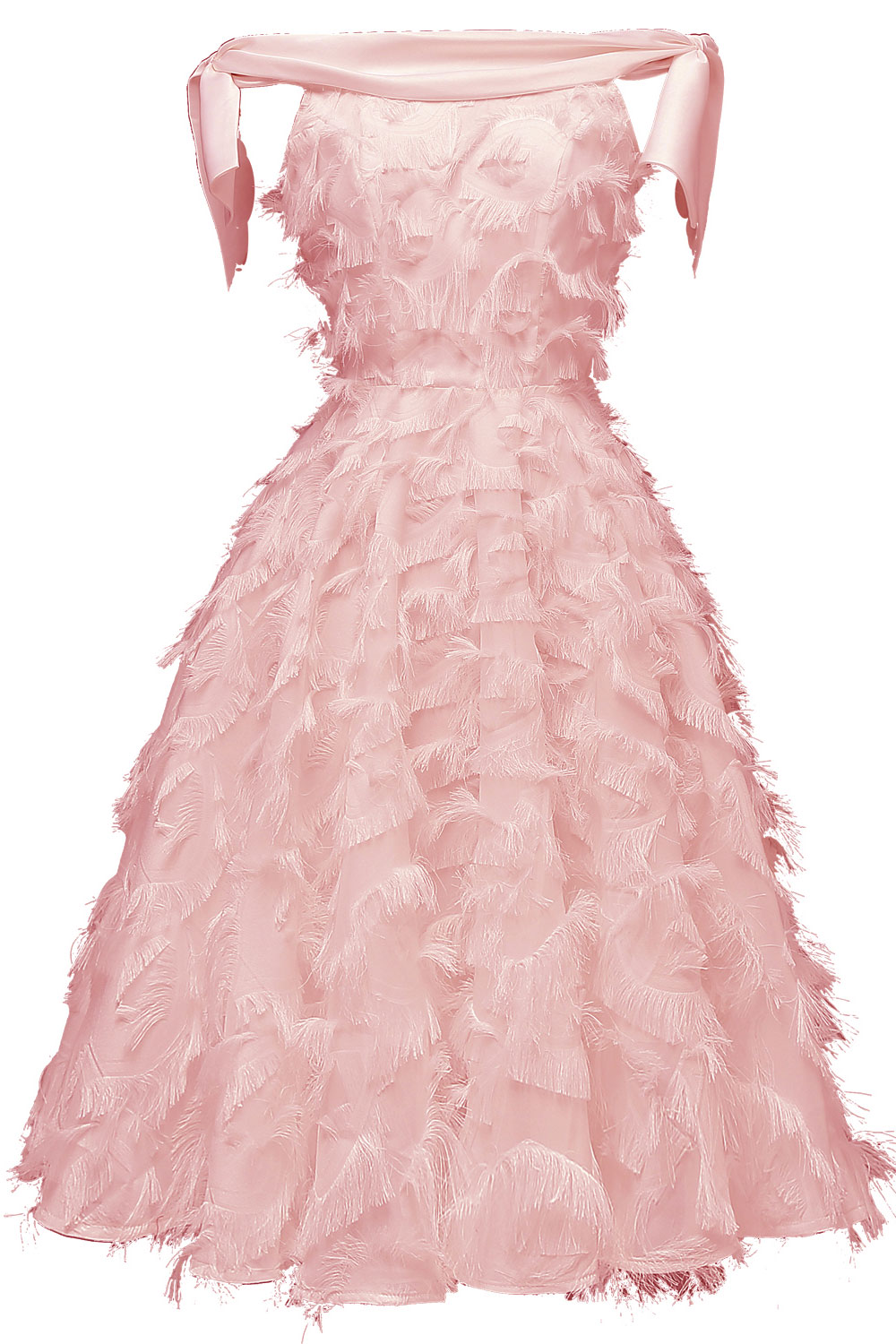 A-line Bateau Neck Knee-length Party Gown With Feathers 4