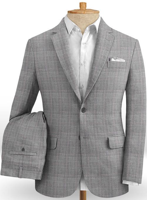 Grey Linen Wedding Men Suits 2
