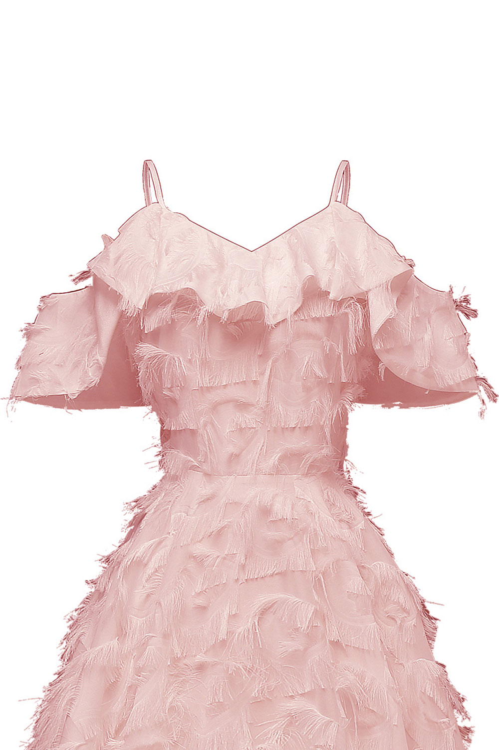 A-line Spaghetti Straps Sleeveless Knee-length Party Dress With Feathers 6