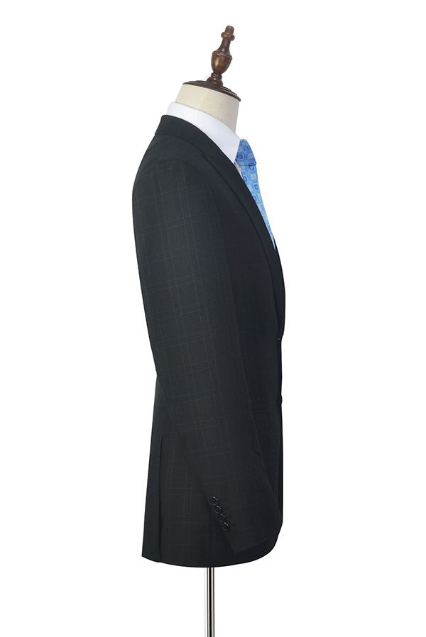 Black Plaid Mens Suits for Business 5