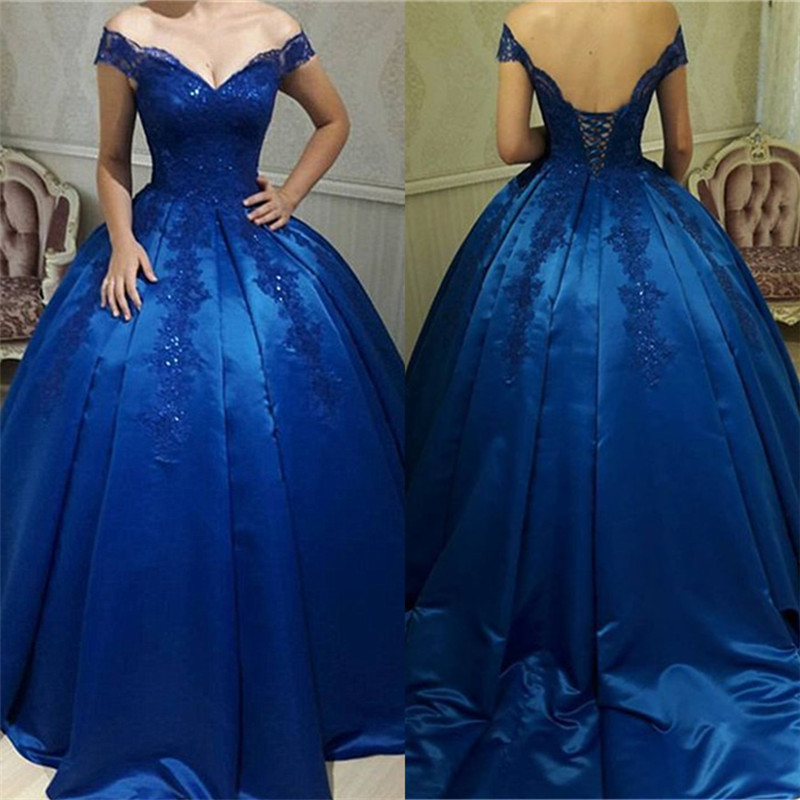 Ball Gown Off-the-shoulder Sleeveless Court Train Formal Dress With Lace 3