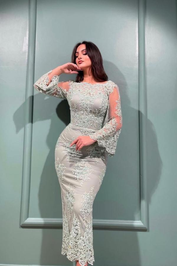 Silver Lace Short Mother of the Bride Dress 2