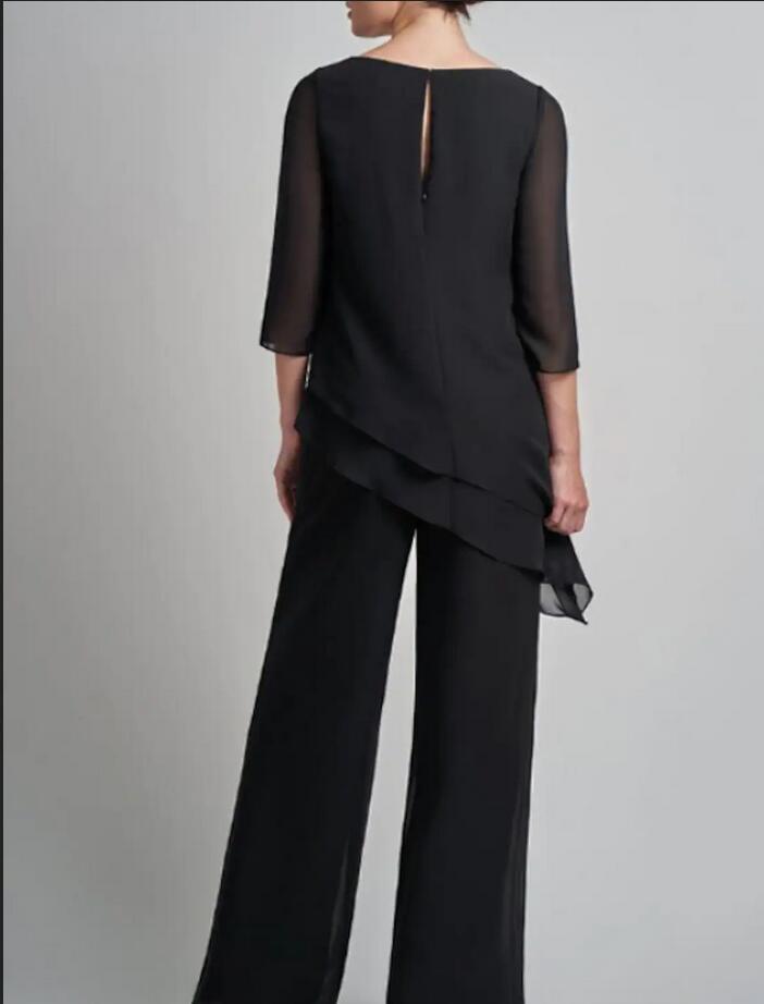 Black Mother of Bride Pants Suits Daily Wear 2
