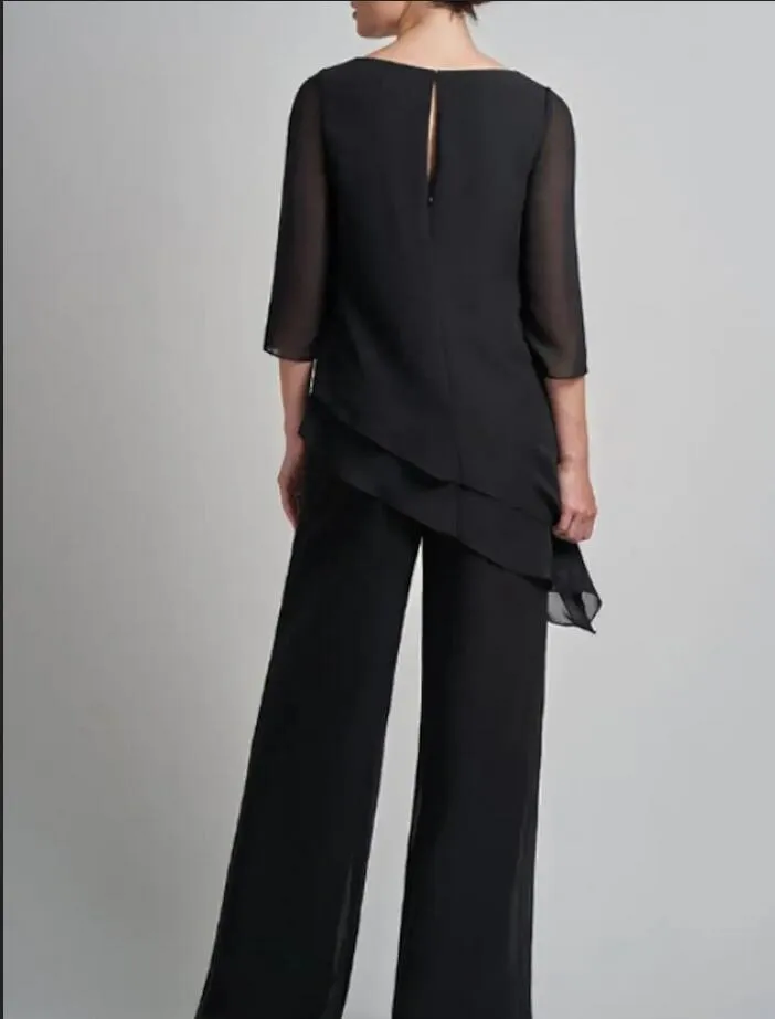 Black Mother of Bride Pants Suits Daily Wear 2