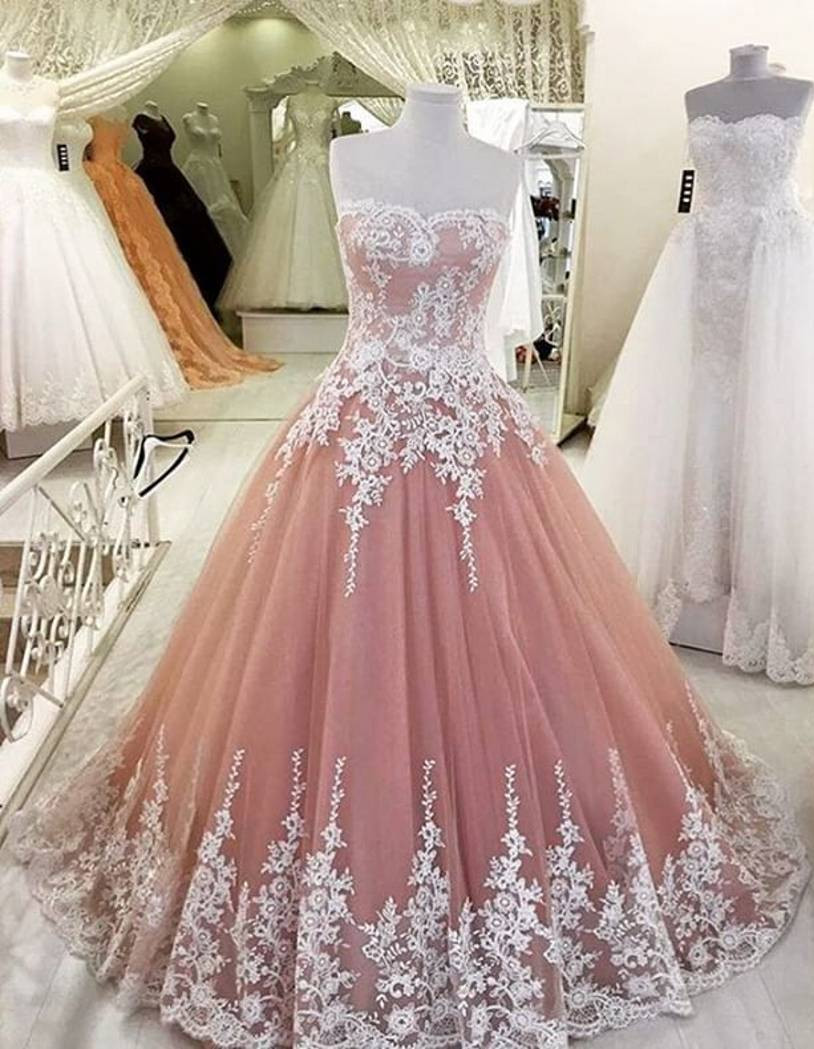Ball Gown Strapless Sleeveless Sweep / Brush Train Tulle Formal Dress With Appliques 1
